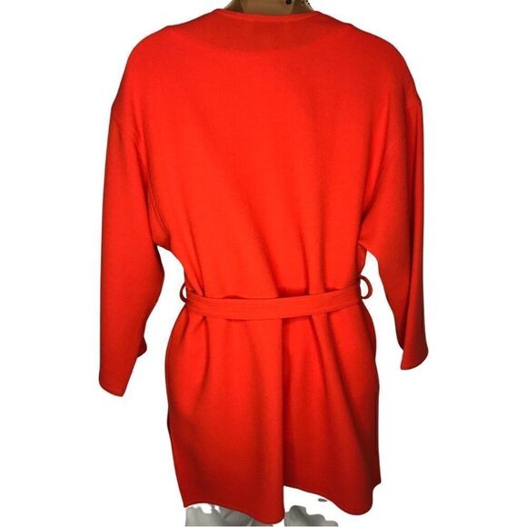 Emanuel Ungaro Bright Orange Open Front Belted Jacket Size 6 Petite - Picture 7 of 9